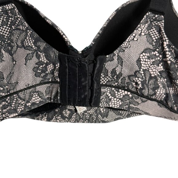 Cacique Black & Nude Lace Full Coverage Underwire Bra Size 44DD Adjustable Strap - Picture 5 of 6